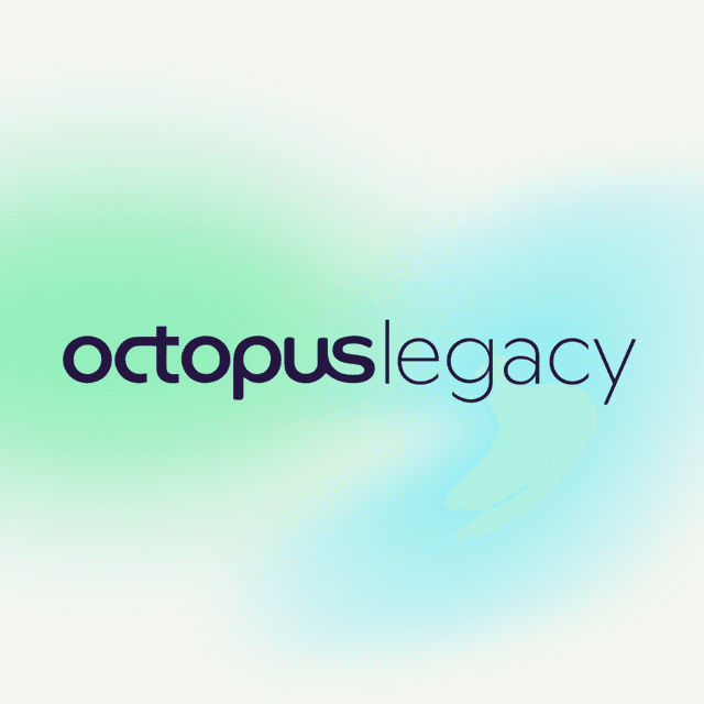 Octopus legacy logo on a green and blue background